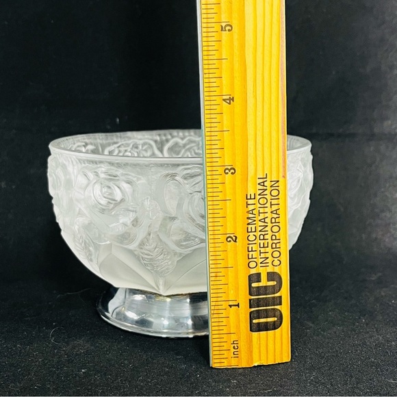 william adam’s frosted glass rose bowl mcm embossed silver plated italy - Picture 4 of 9